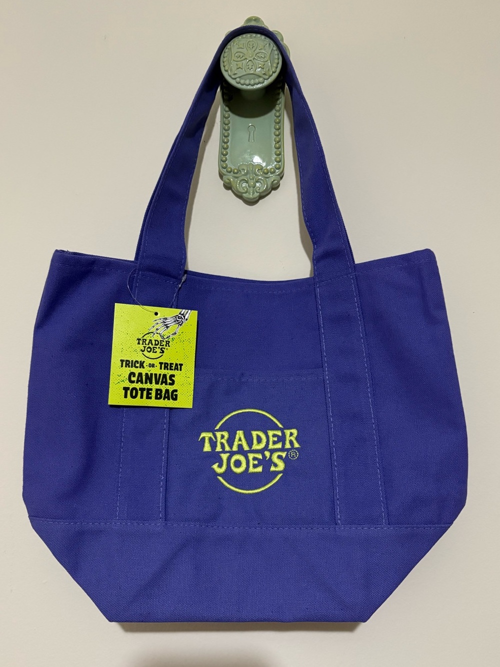 Trader Joe's Purple Canvas Tote Bag Halloween Trick or Treat